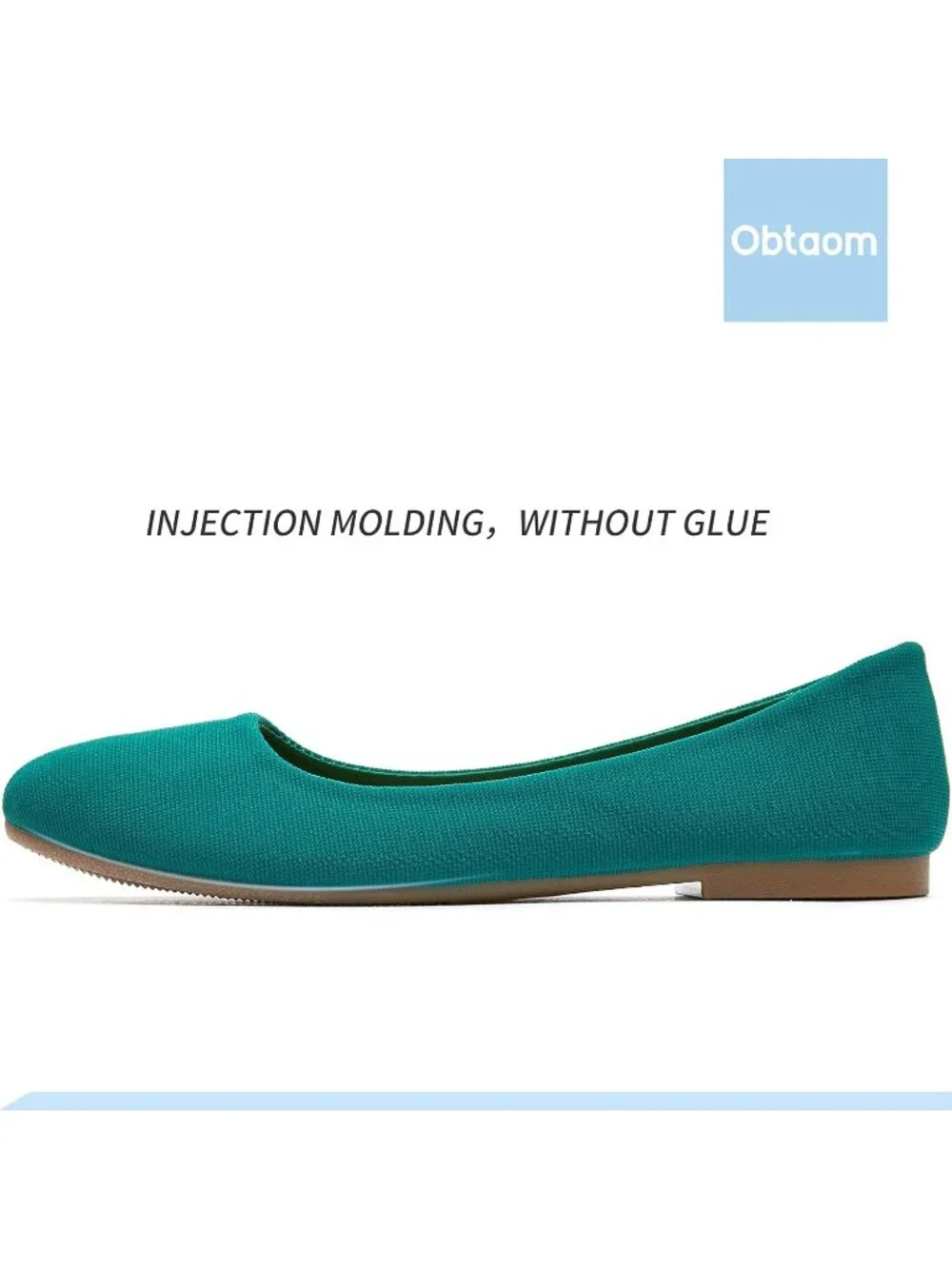Women's Green Textile Round Toe Flat Shoes Slip on Dress Comfortable